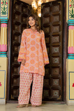 Blush Pink & Orange Farsi Suit Set