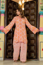 Blush Pink & Orange Farsi Suit Set