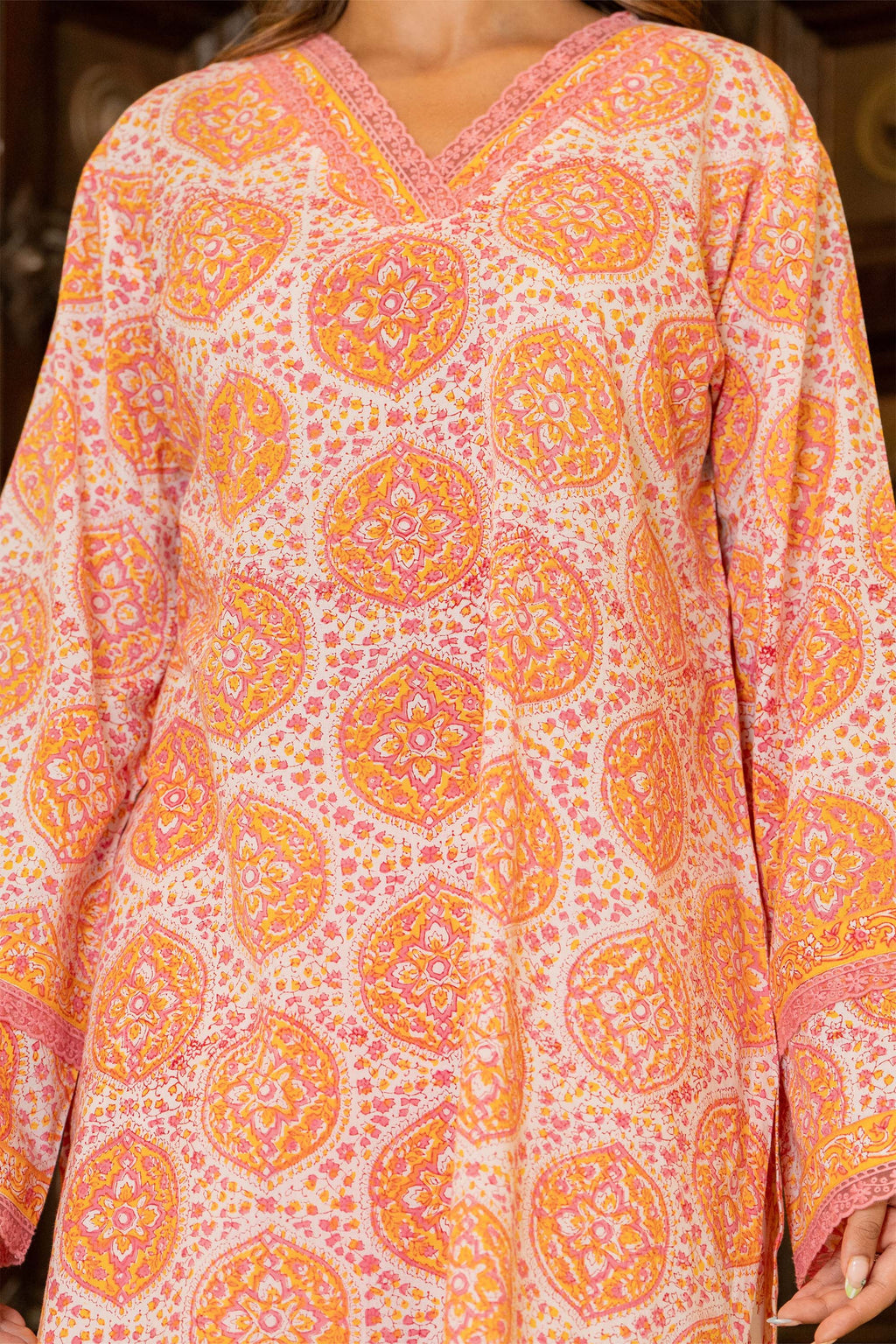 Blush Pink & Orange Farsi Suit Set