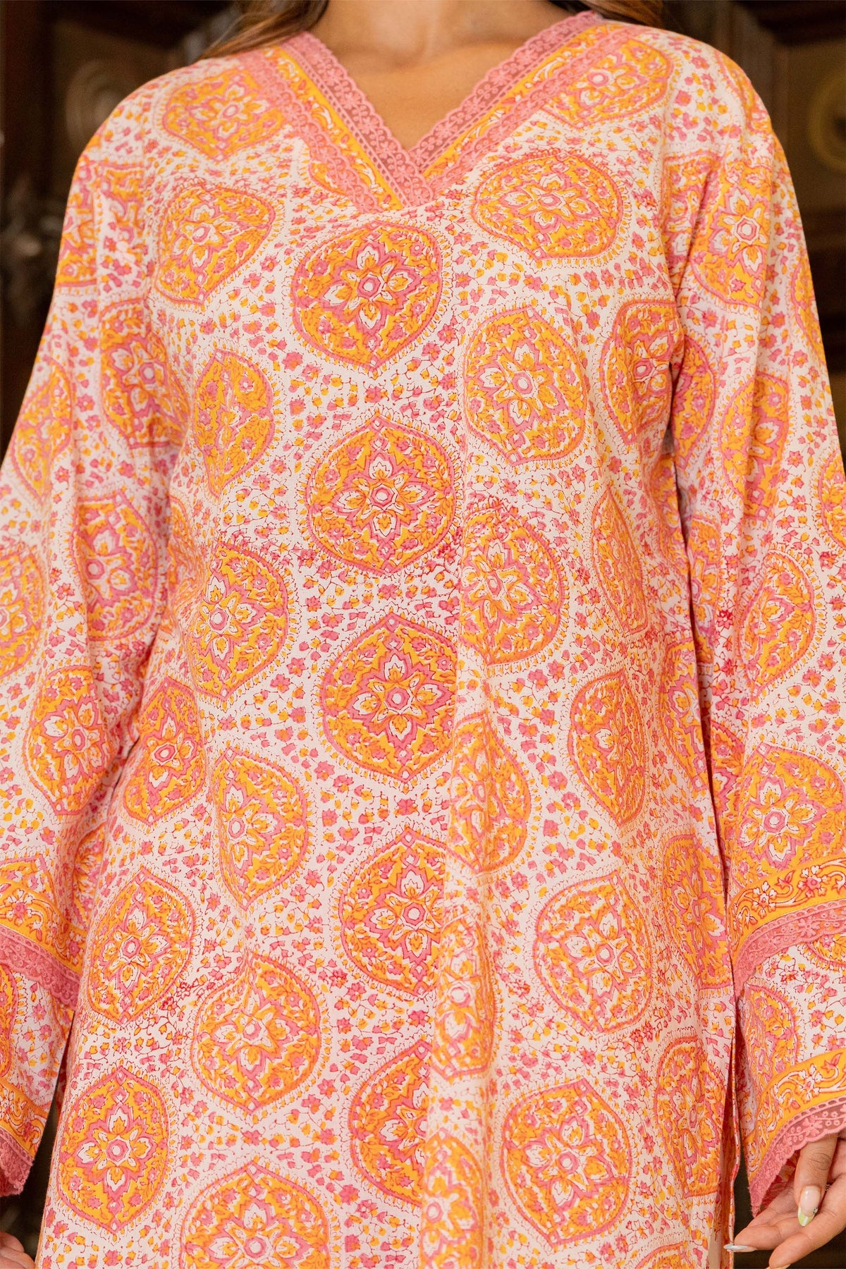 Blush Pink & Orange Farsi Suit Set