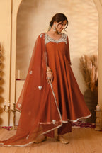 Rust Anarkali Suit Set