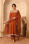 Rust Anarkali Suit Set