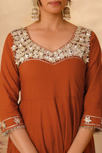 Rust Anarkali Suit Set