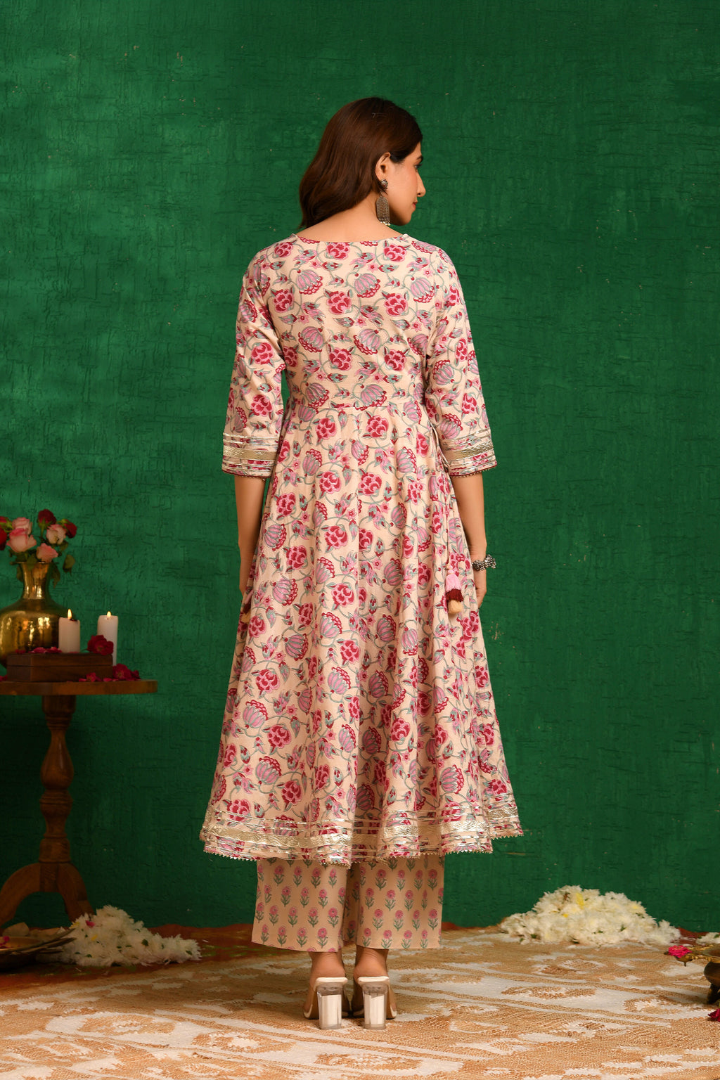 Cream Anarkali Suit Set