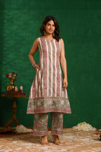 Green A-line Kurta Set