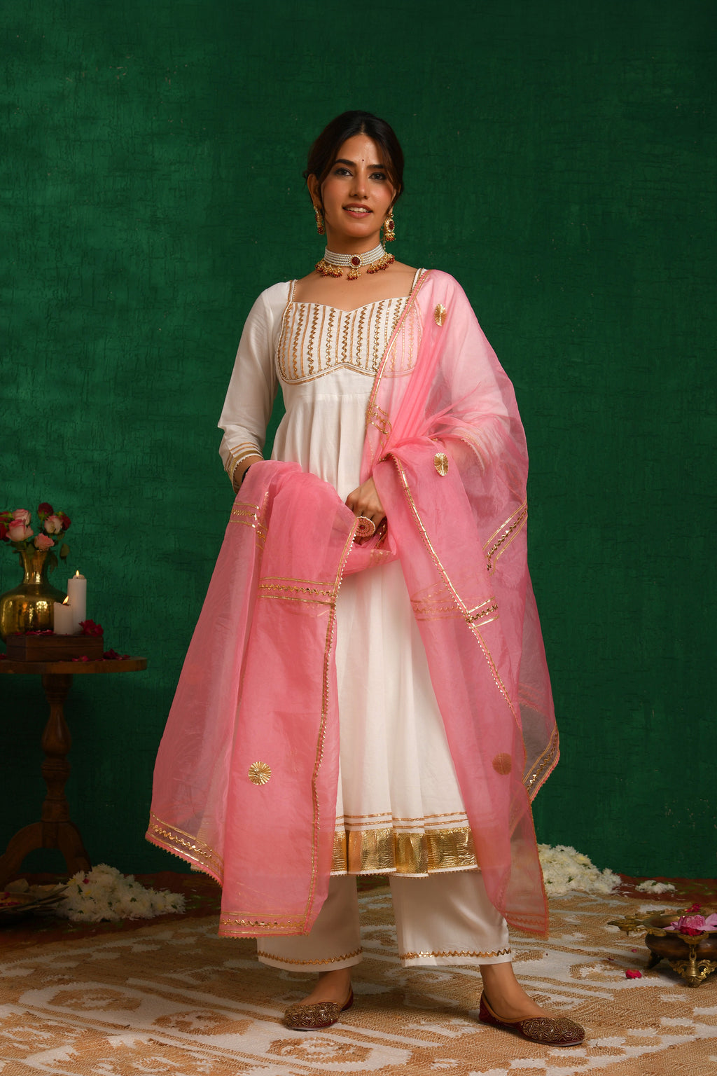 White Anarkali Suit Set