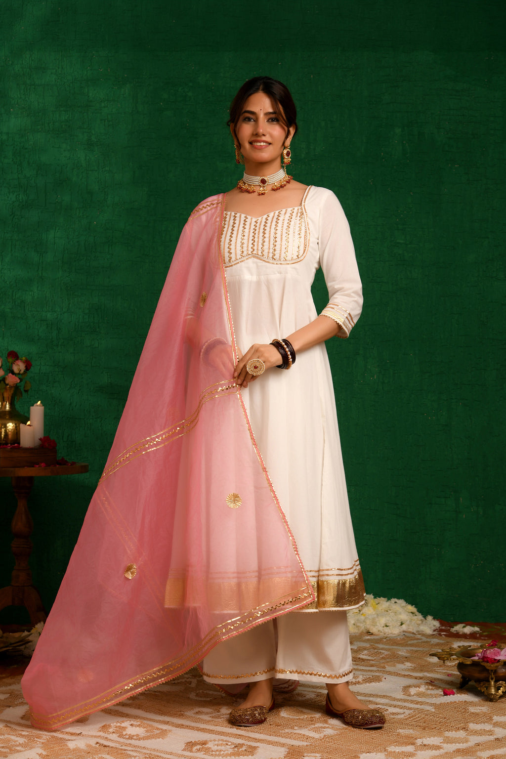 White Anarkali Suit Set