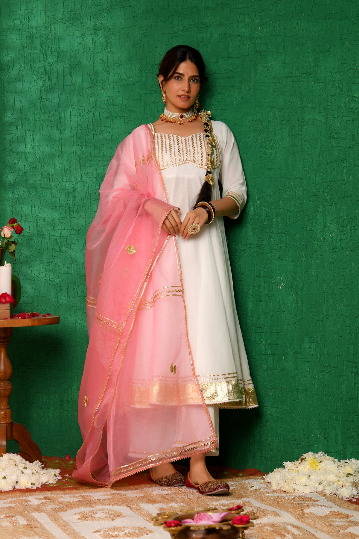 White Anarkali Suit Set