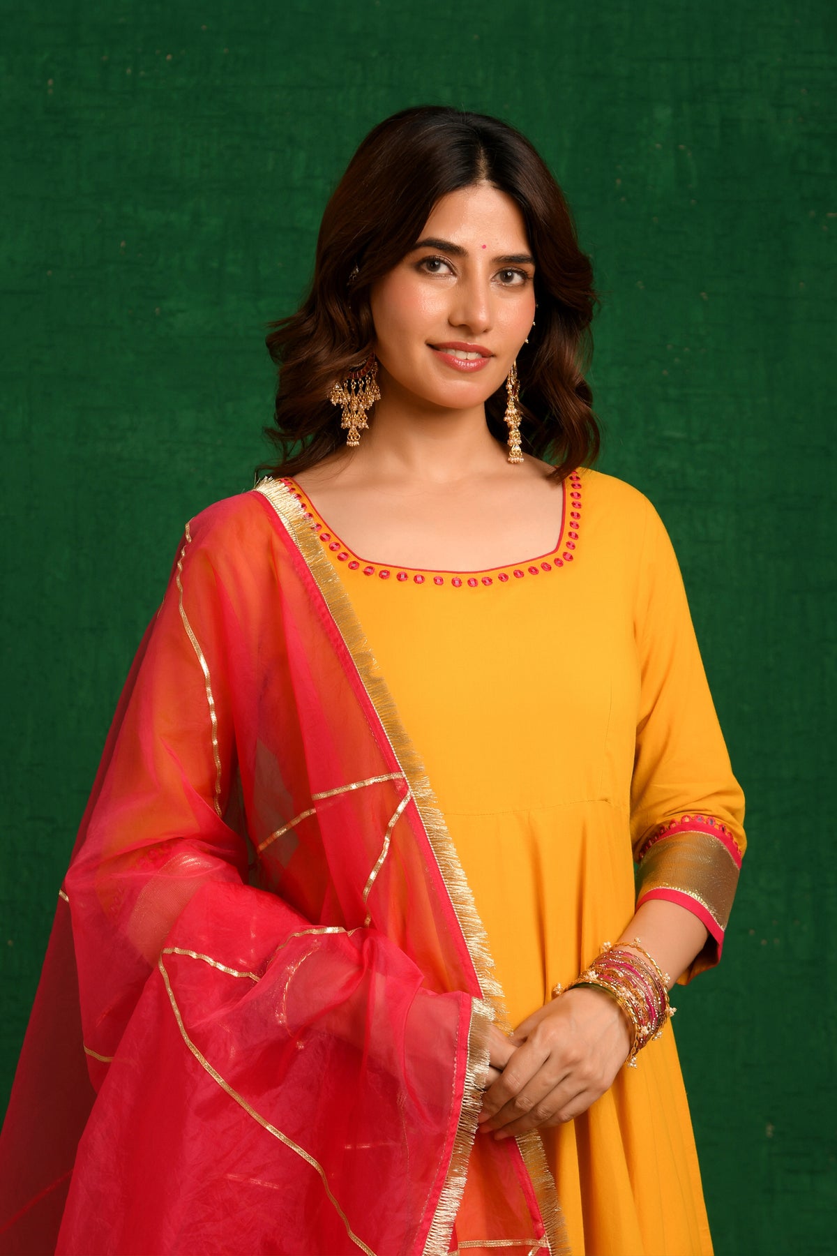Mustard Yellow Anarkali Suit Set