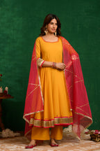 Mustard Yellow Anarkali Suit Set