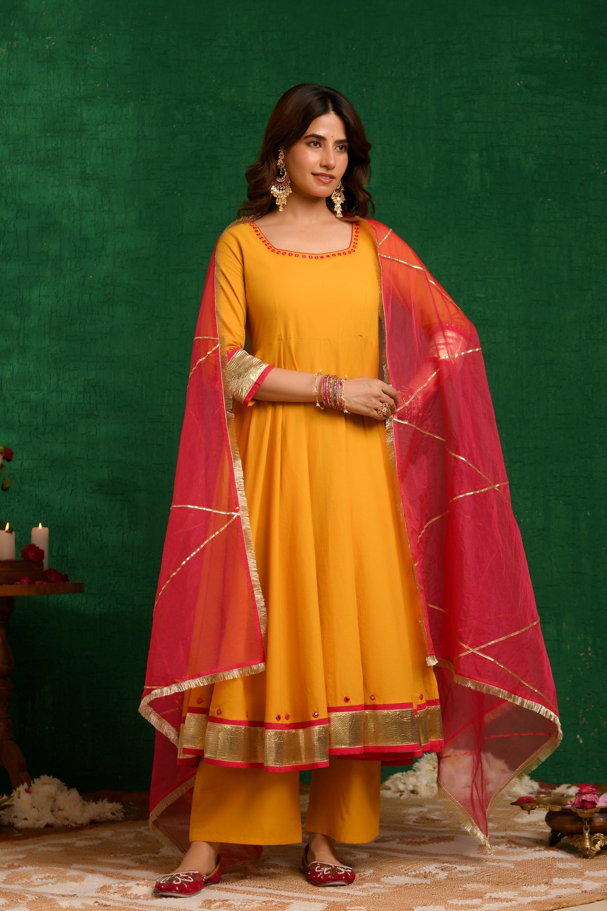 Mustard Yellow Anarkali Suit Set