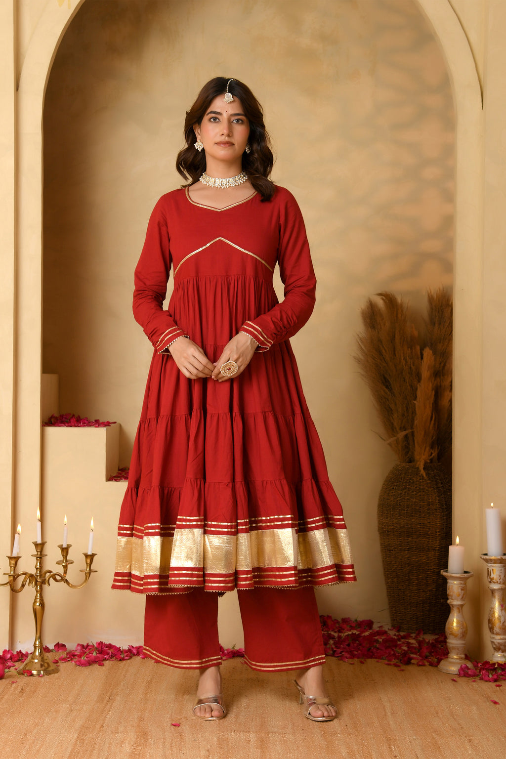 Maroon Anarkali Suit Set