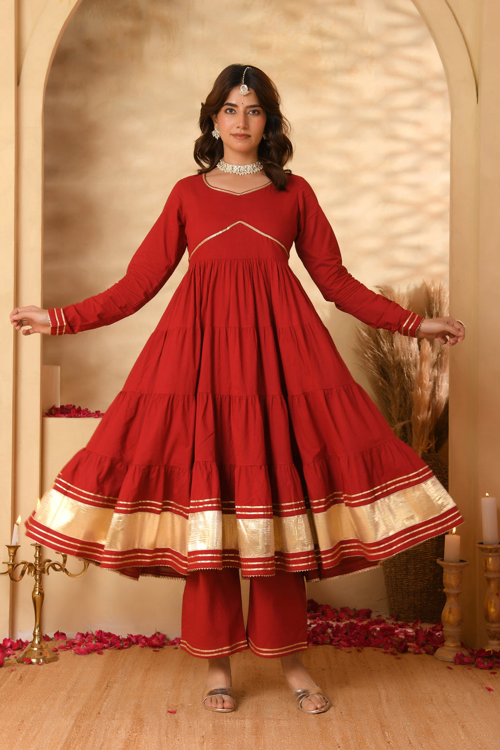 Maroon Anarkali Suit Set