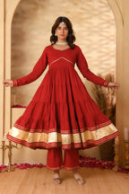 Maroon Anarkali Suit Set