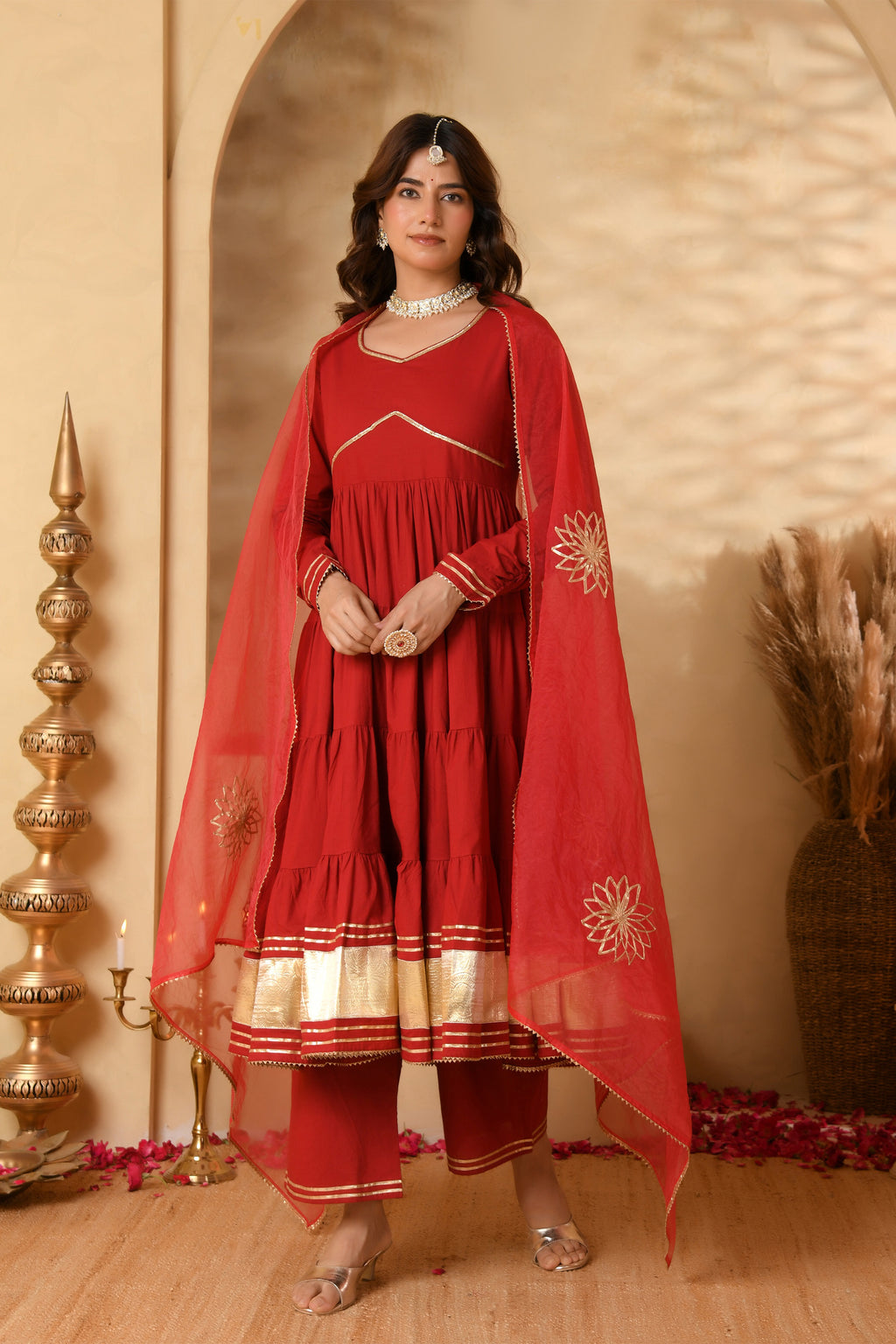 Maroon Anarkali Suit Set