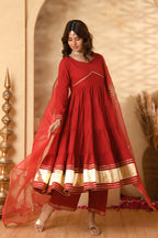 Maroon Anarkali Suit Set