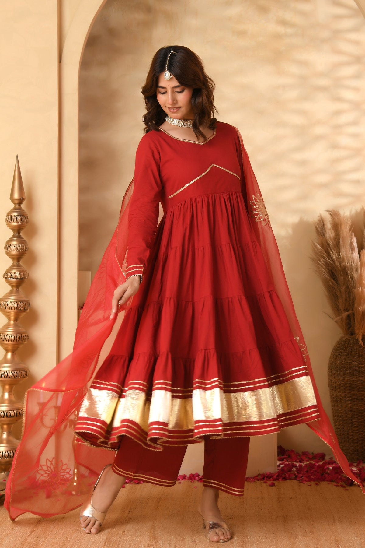 Maroon Anarkali Suit Set