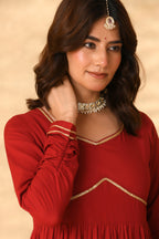 Maroon Anarkali Suit Set
