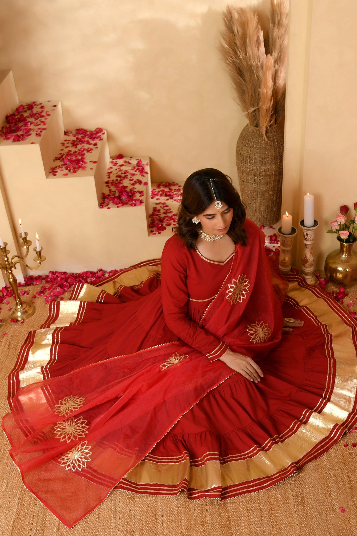 Maroon Anarkali Suit Set