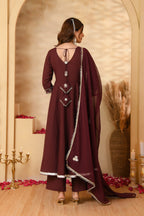Wine Anarkali Suit Set