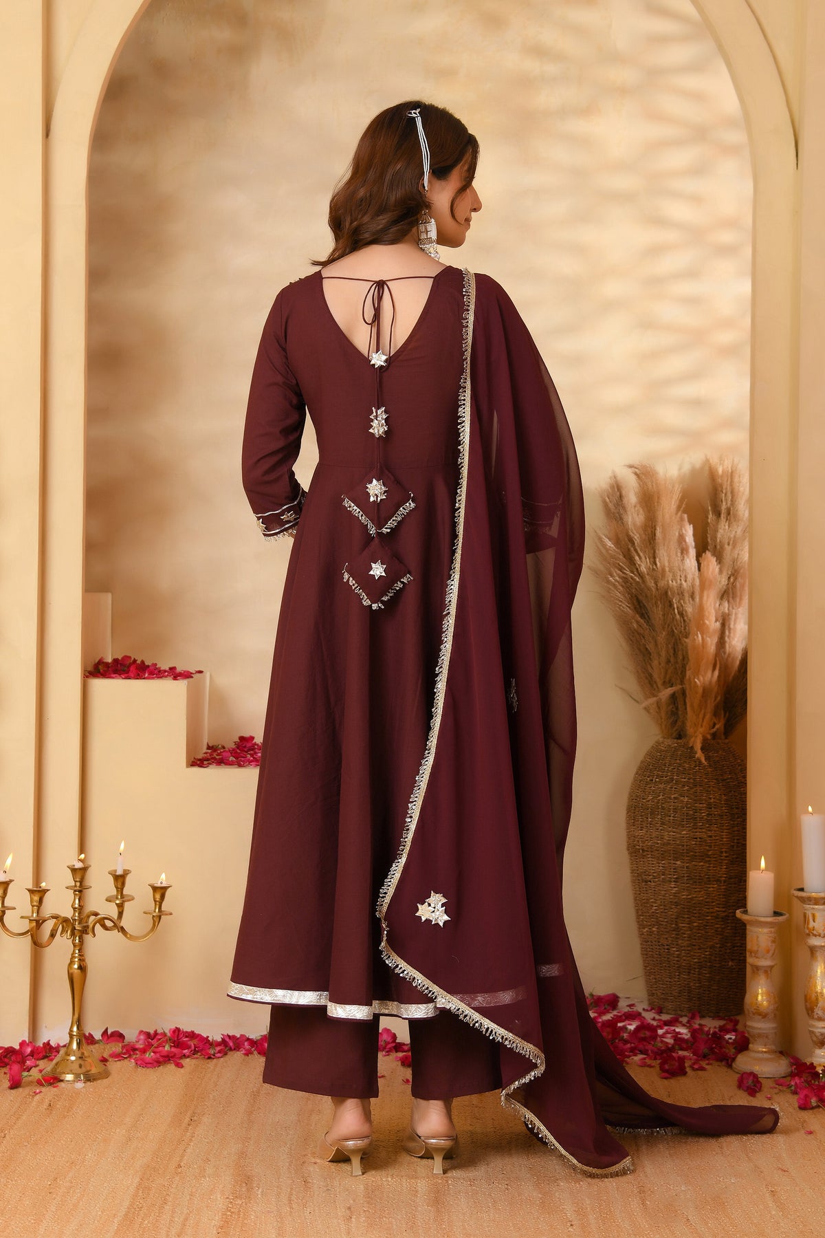 Wine Anarkali Suit Set