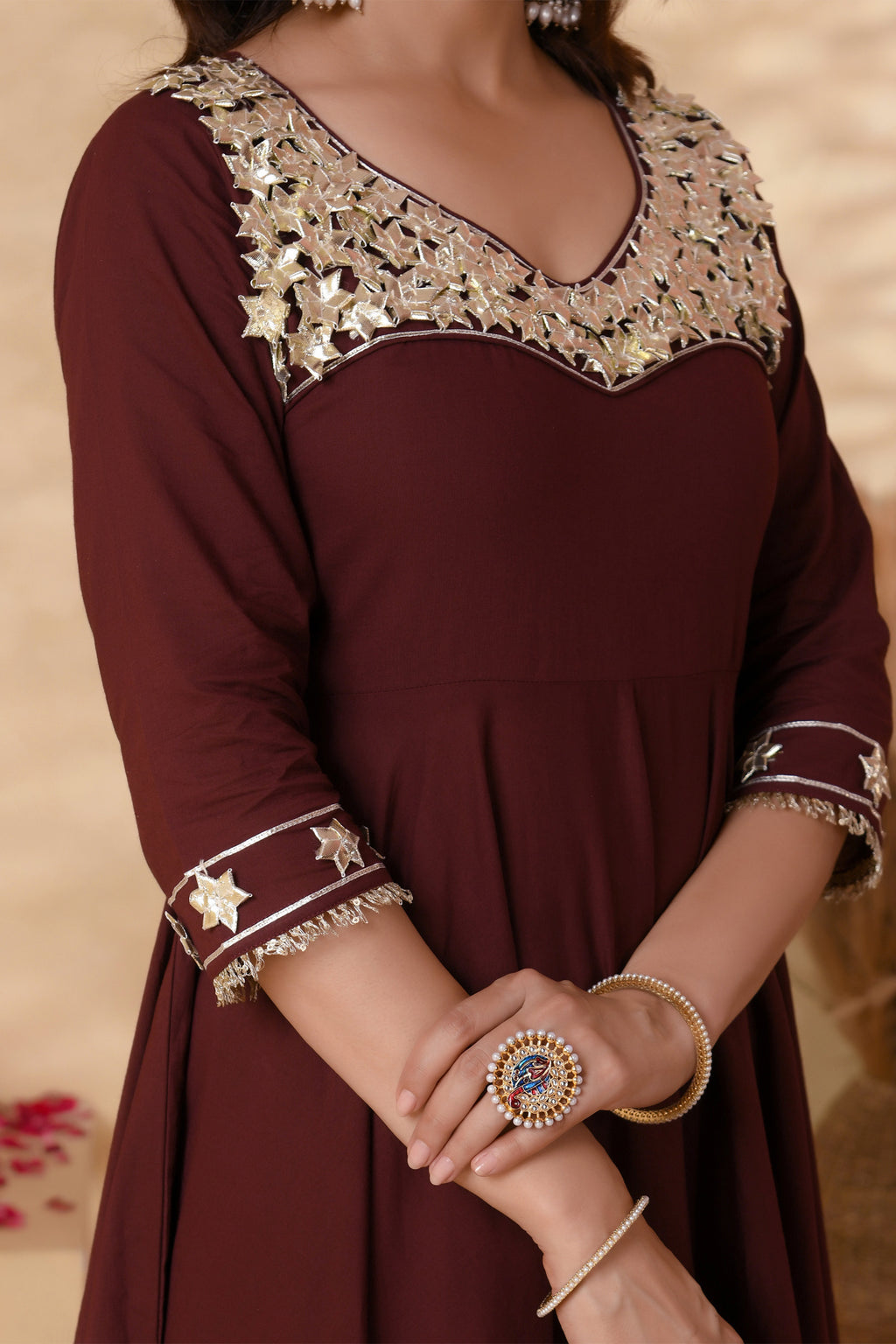 Wine Anarkali Suit Set
