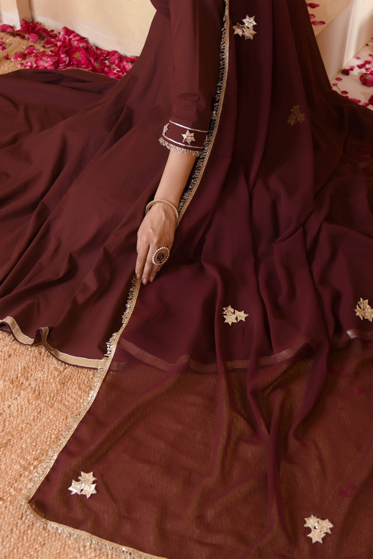 Wine Anarkali Suit Set