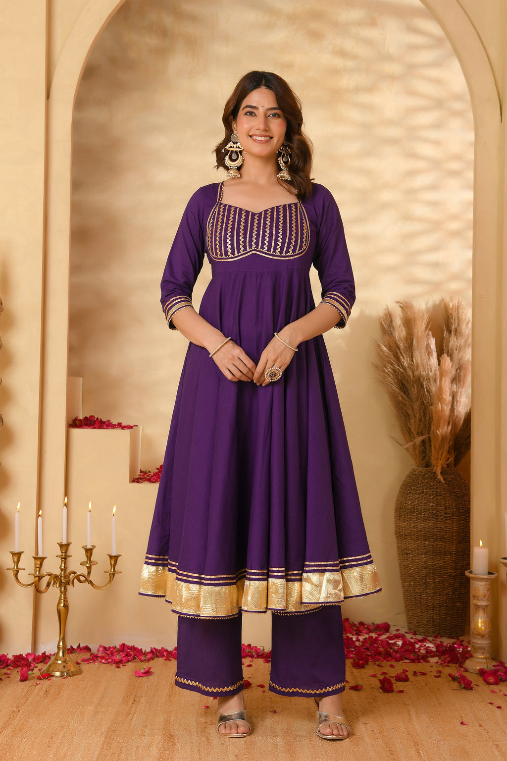Purple Anarkali Suit Set