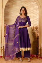 Purple Anarkali Suit Set