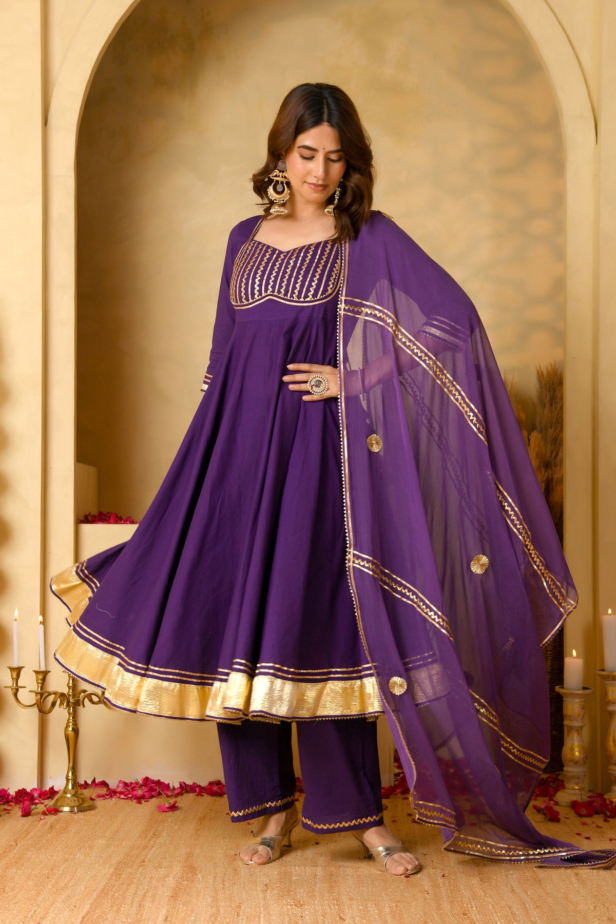 Purple Anarkali Suit Set