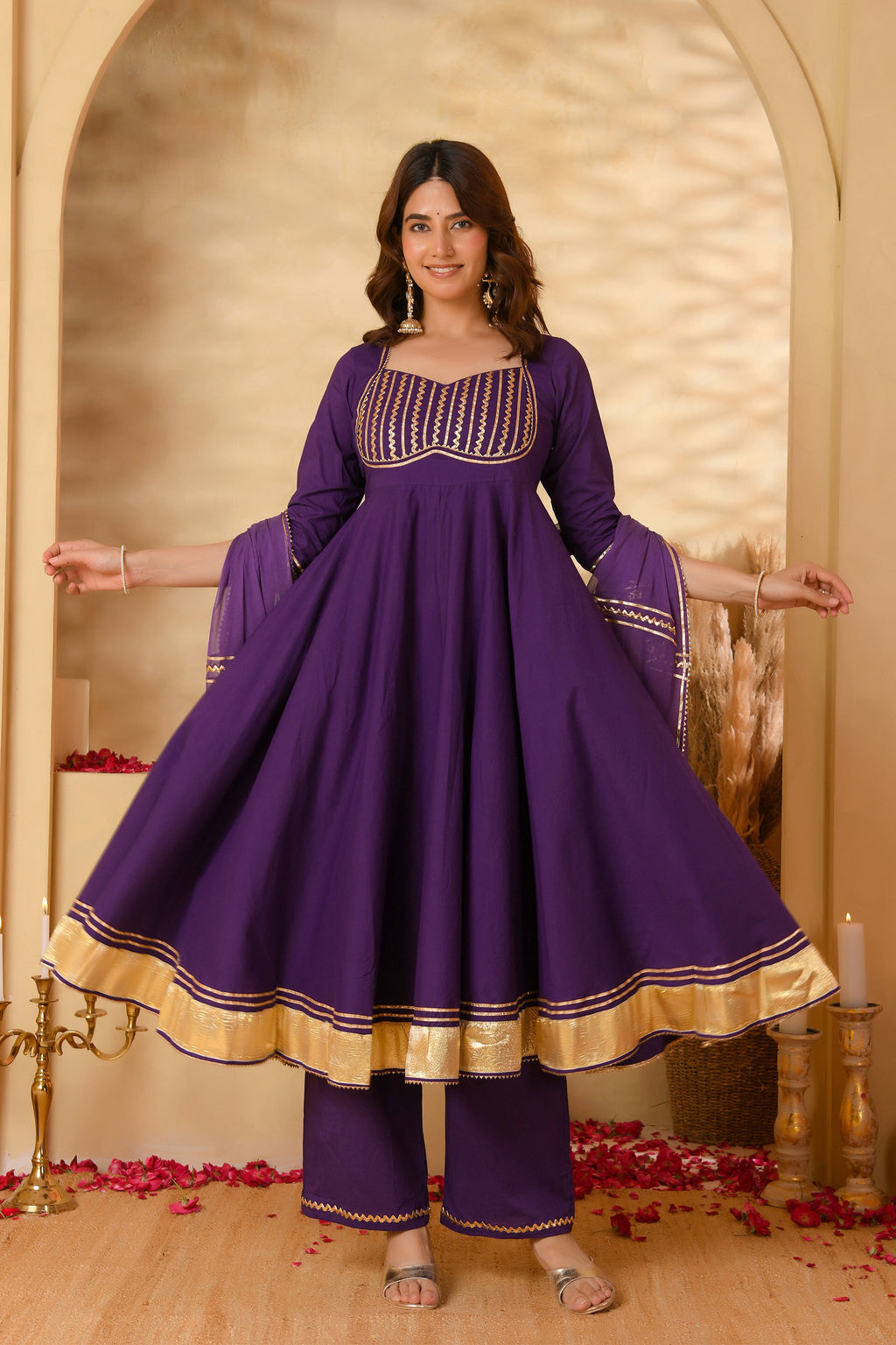 Purple Anarkali Suit Set