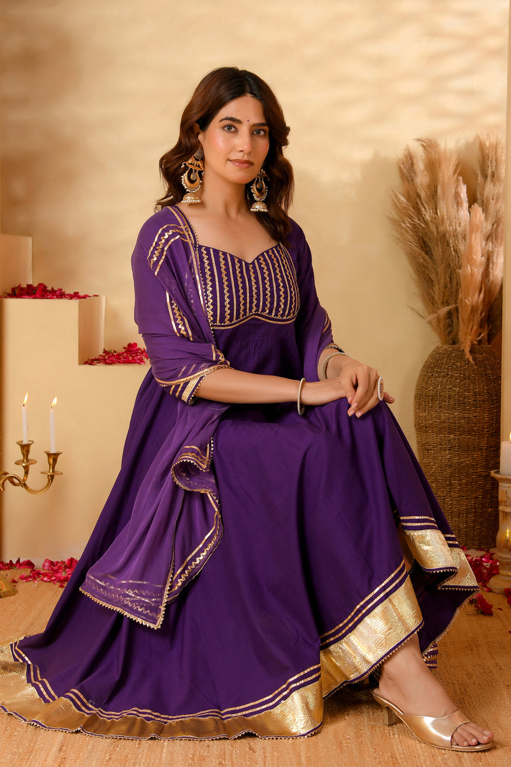 Purple Anarkali Suit Set