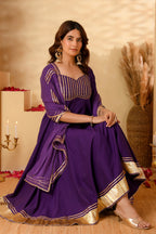 Purple Anarkali Suit Set
