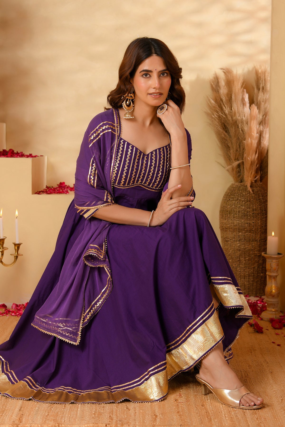 Purple Anarkali Suit Set