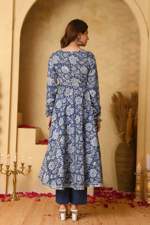 Blue Anarkali Suit Set