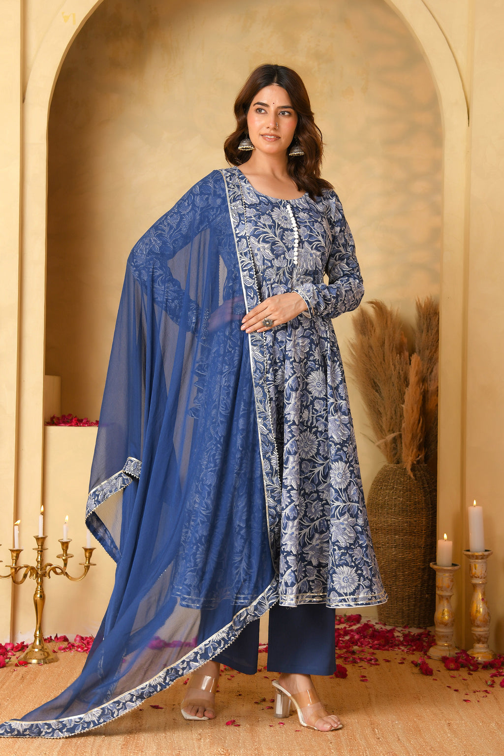 Blue Anarkali Suit Set