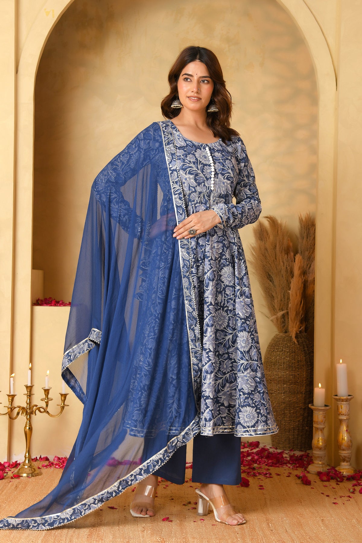 Blue Anarkali Suit Set