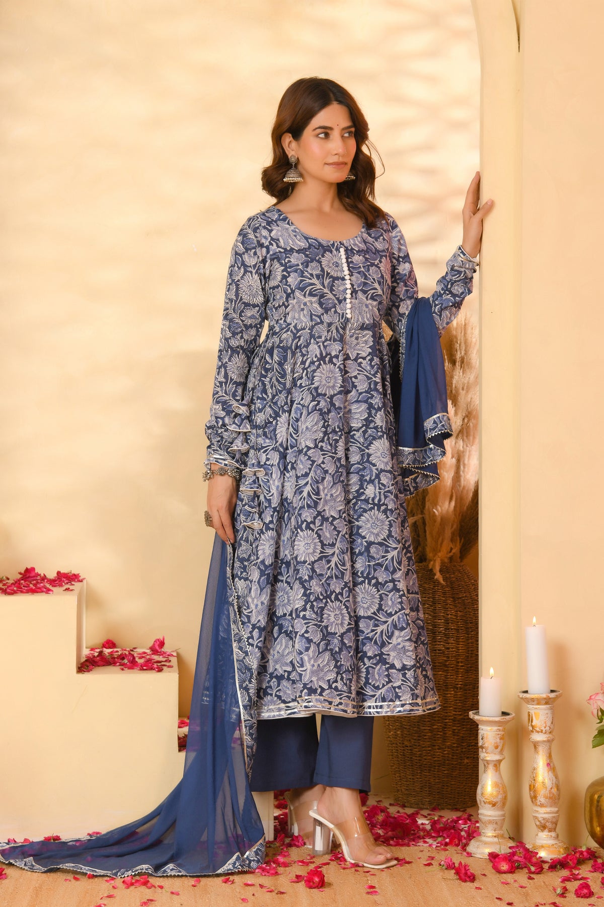 Blue Anarkali Suit Set