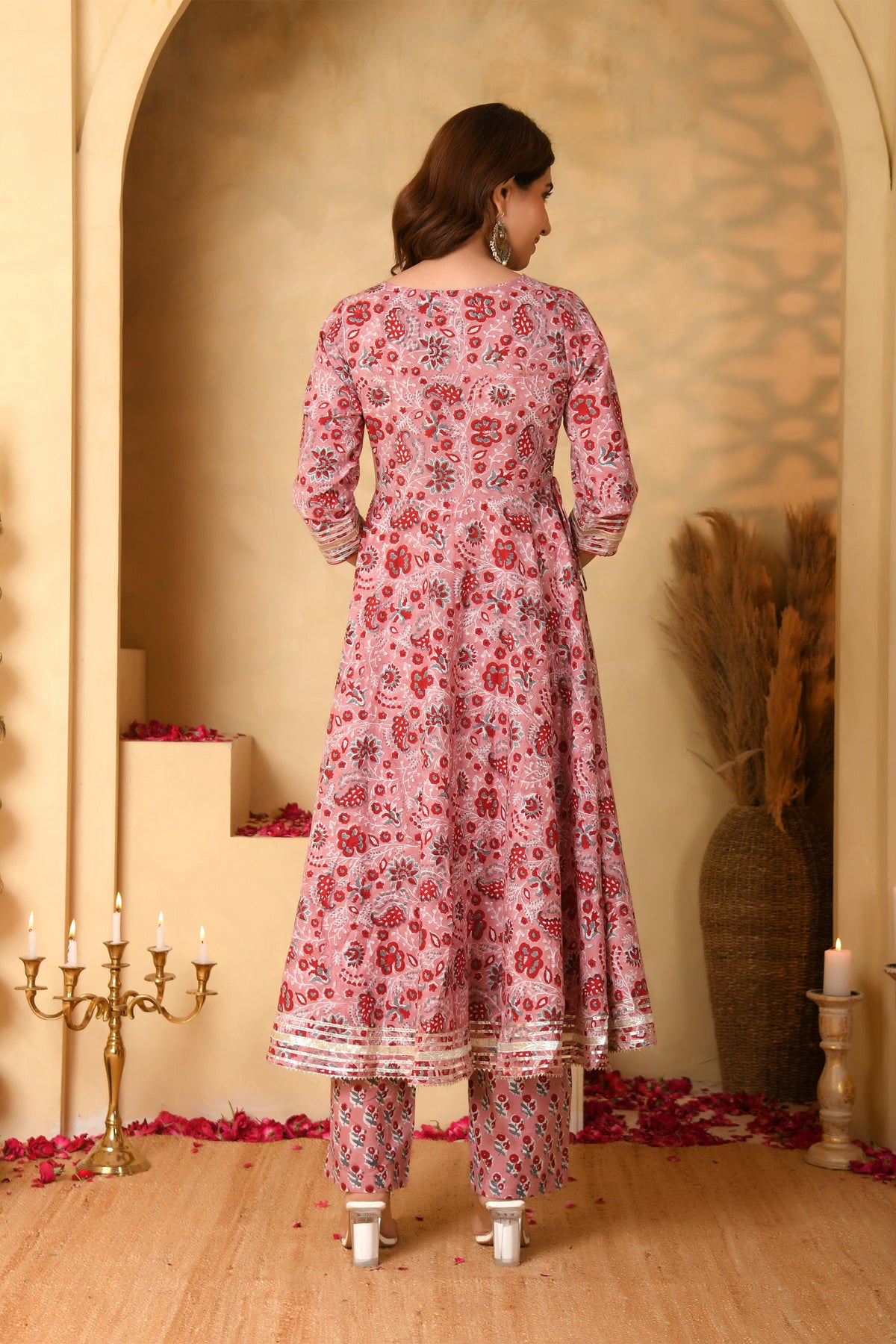 Dusty Rose Pink Anarkali Suit Set