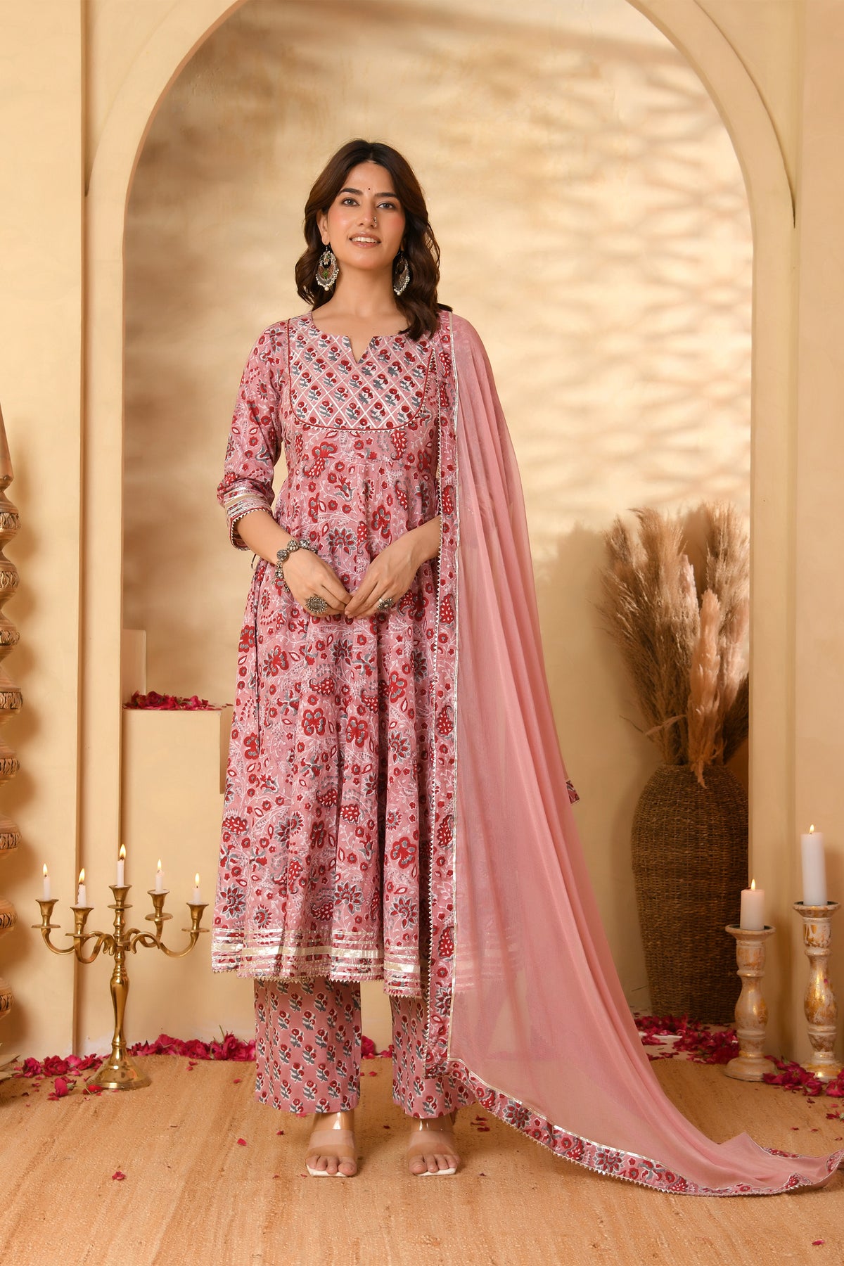 Dusty Rose Pink Anarkali Suit Set