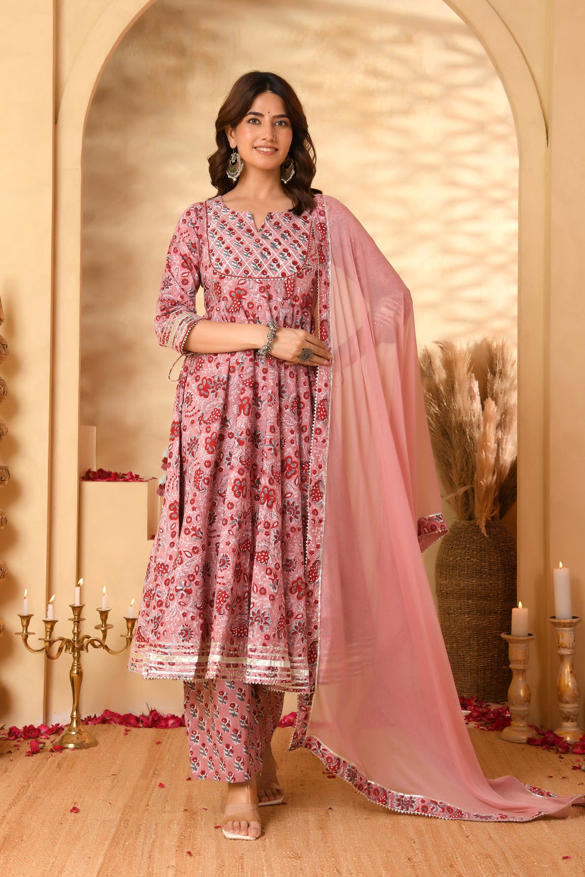 Dusty Rose Pink Anarkali Suit Set