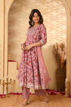 Dusty Rose Pink Anarkali Suit Set