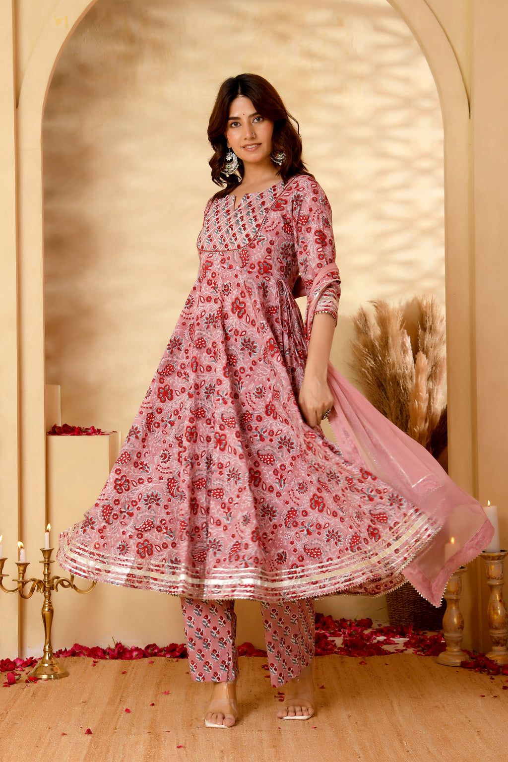 Dusty Rose Pink Anarkali Suit Set