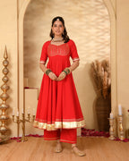 Red Anarkali Suit Set