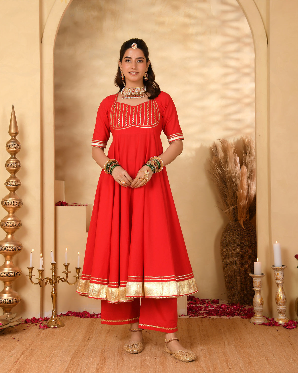 Red Anarkali Suit Set