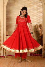 Red Anarkali Suit Set
