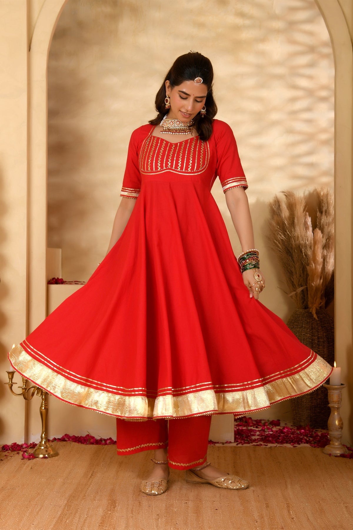 Red Anarkali Suit Set
