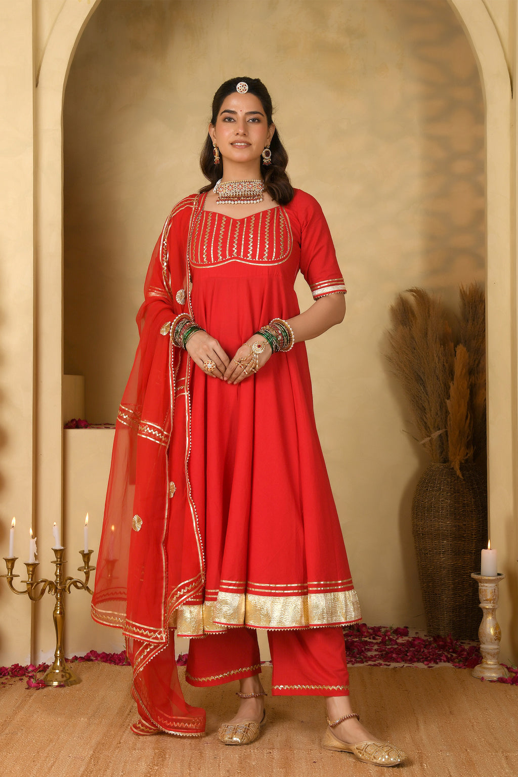 Red Anarkali Suit Set