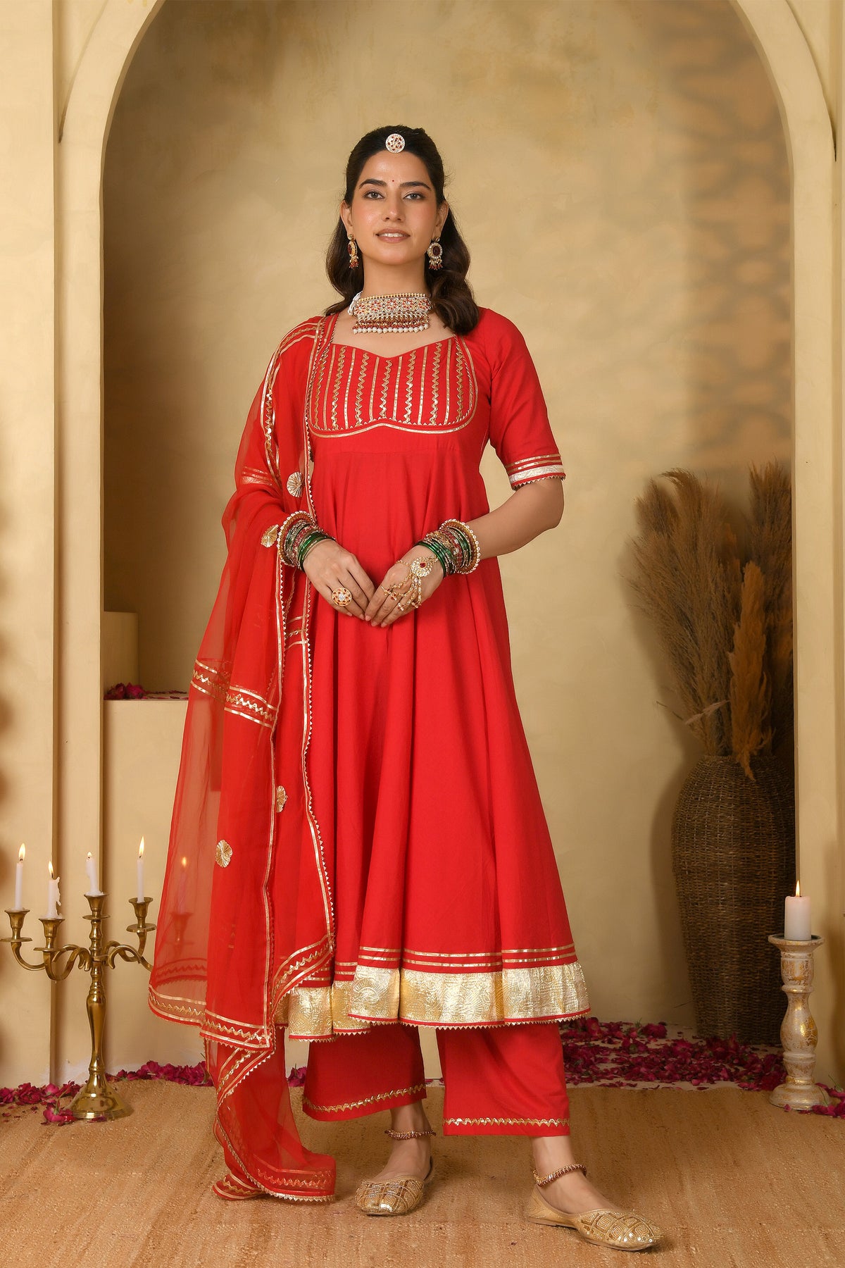 Red Anarkali Suit Set