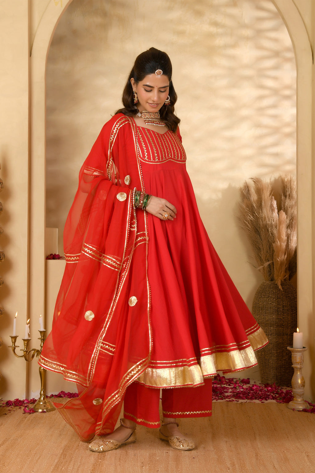 Red Anarkali Suit Set